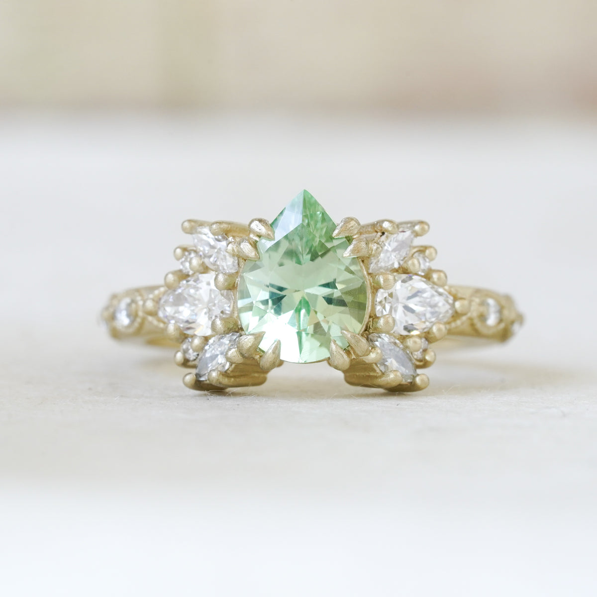 Arcadia Mint Green Melani Garnet Engagement Ring Unique