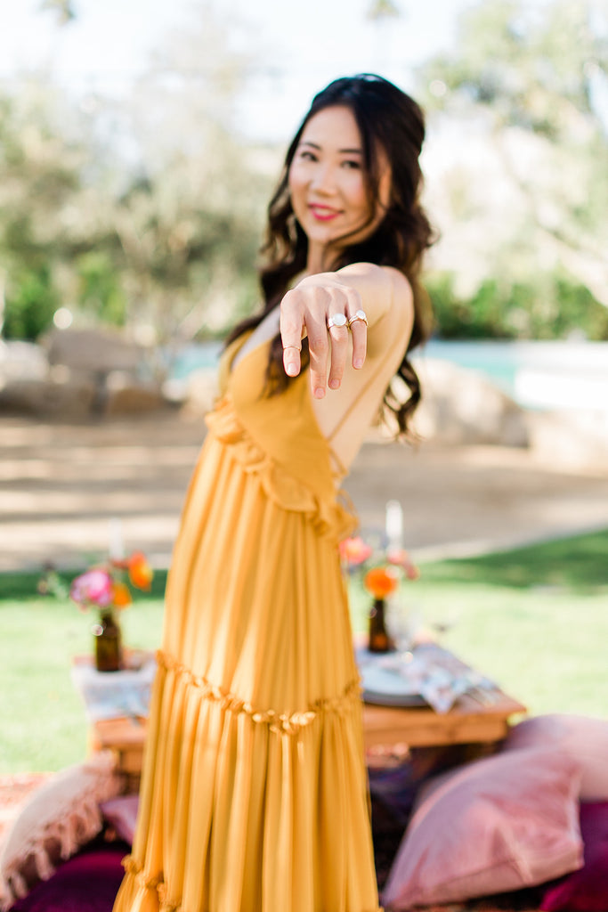 Bohemian Engagement Party with Gold Ring 