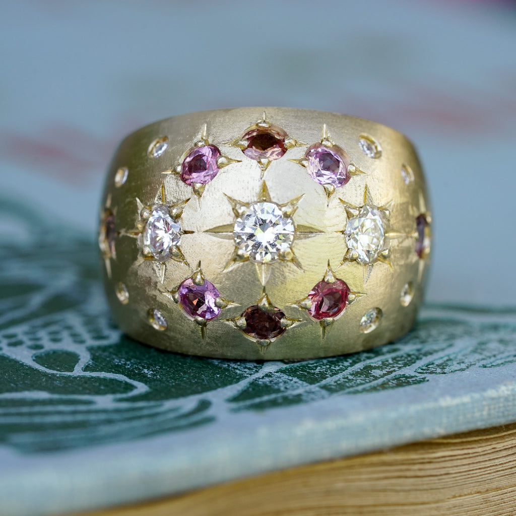 Heirloom Diamonds & Sapphire Bombé Ring