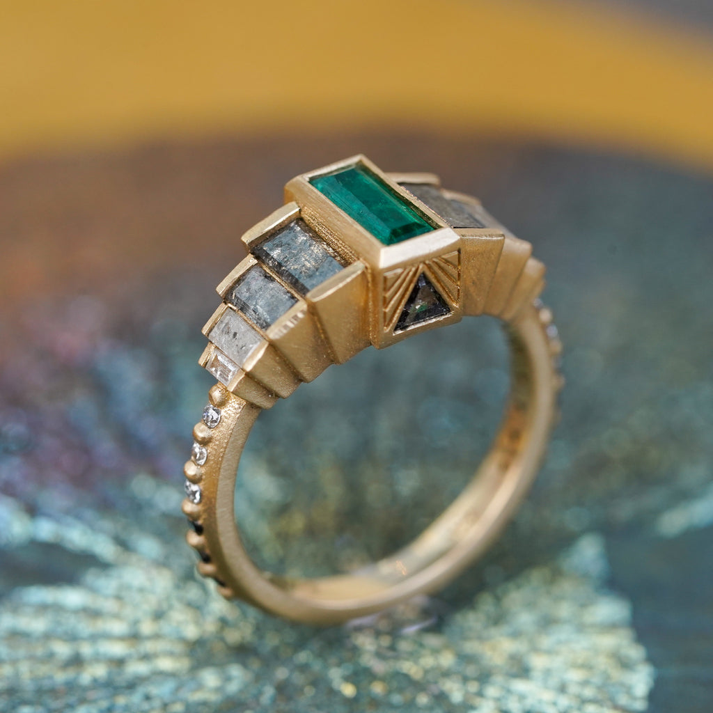 Art Deco Emerald Baguette Engagement Ring