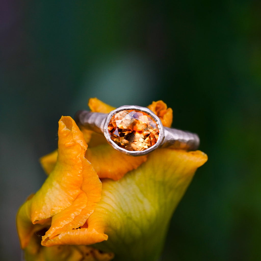 Yellow Montana Sapphire Hammered Ring