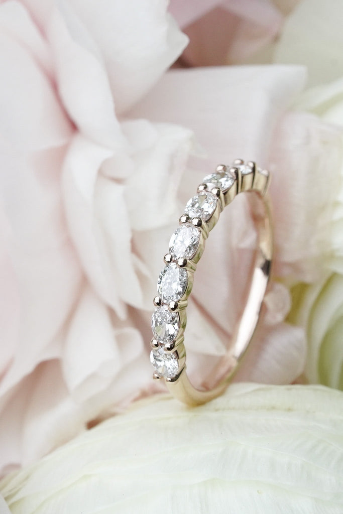 Oval Diamond 14k Rose Gold Wedding Band