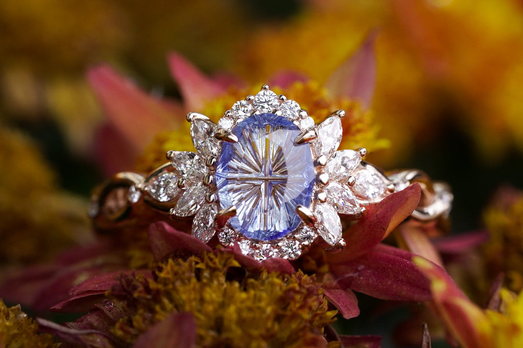 Starbrite Cut Sapphire Marquis Diamond Engagement Band