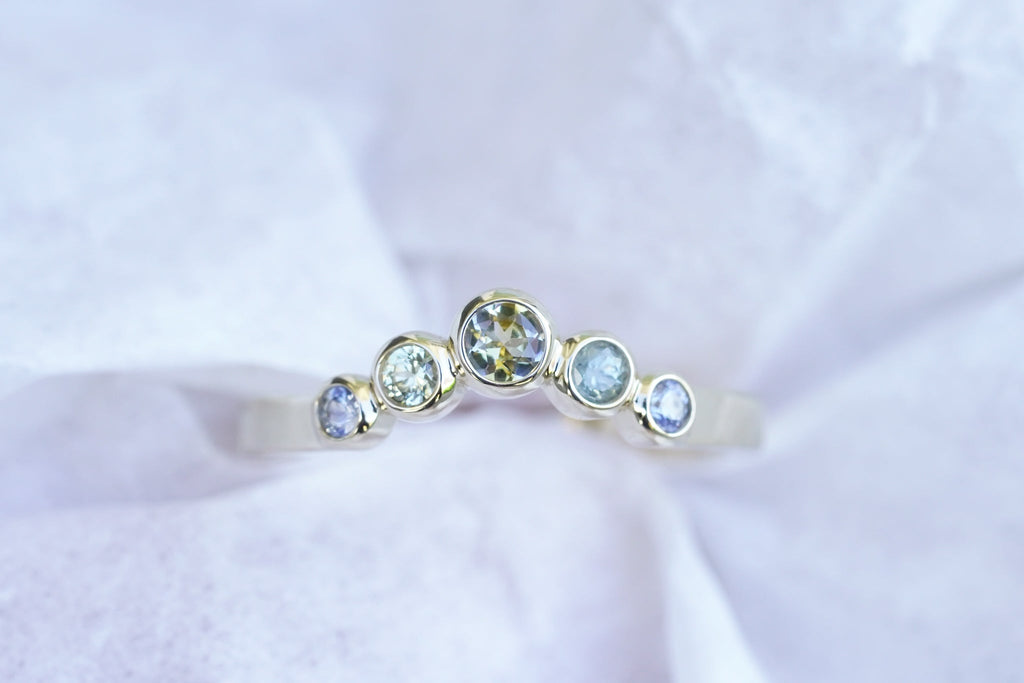 Blue Ombré Sapphire Sagitta Nesting Band