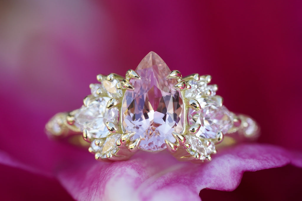 Arcadia engagement ring with padparadscha sapphire center stone