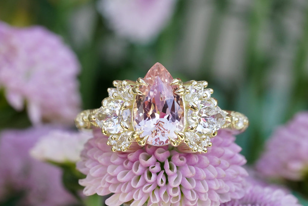 Arcadia engagement ring with padparadscha sapphire center stone