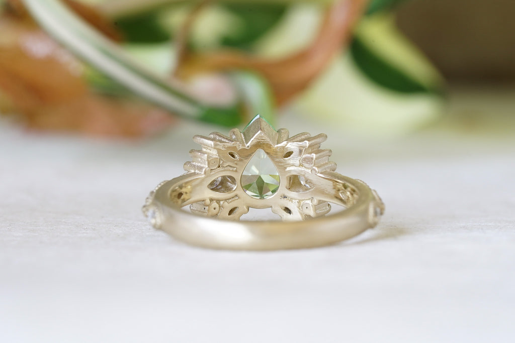 Butterfly-inspired nature botanical 14k gold engagement ring