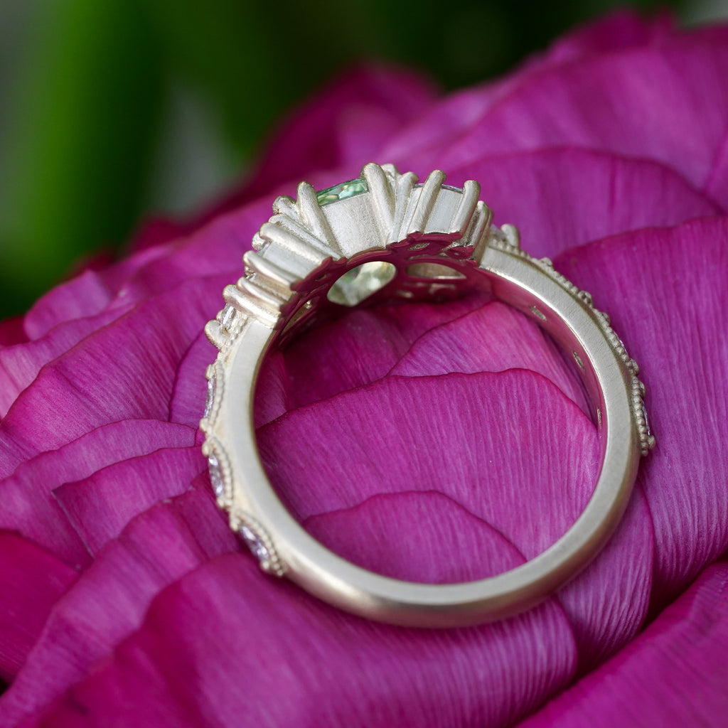 Arcadia small pear engagement ring setting in rose gold