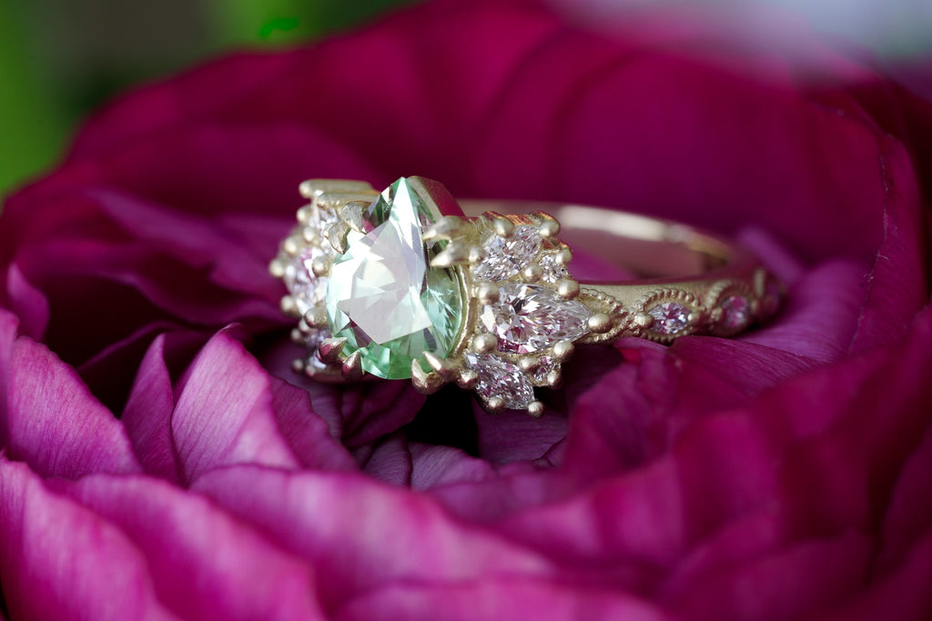 Custom small pear lab-grown diamond engagement ring setting