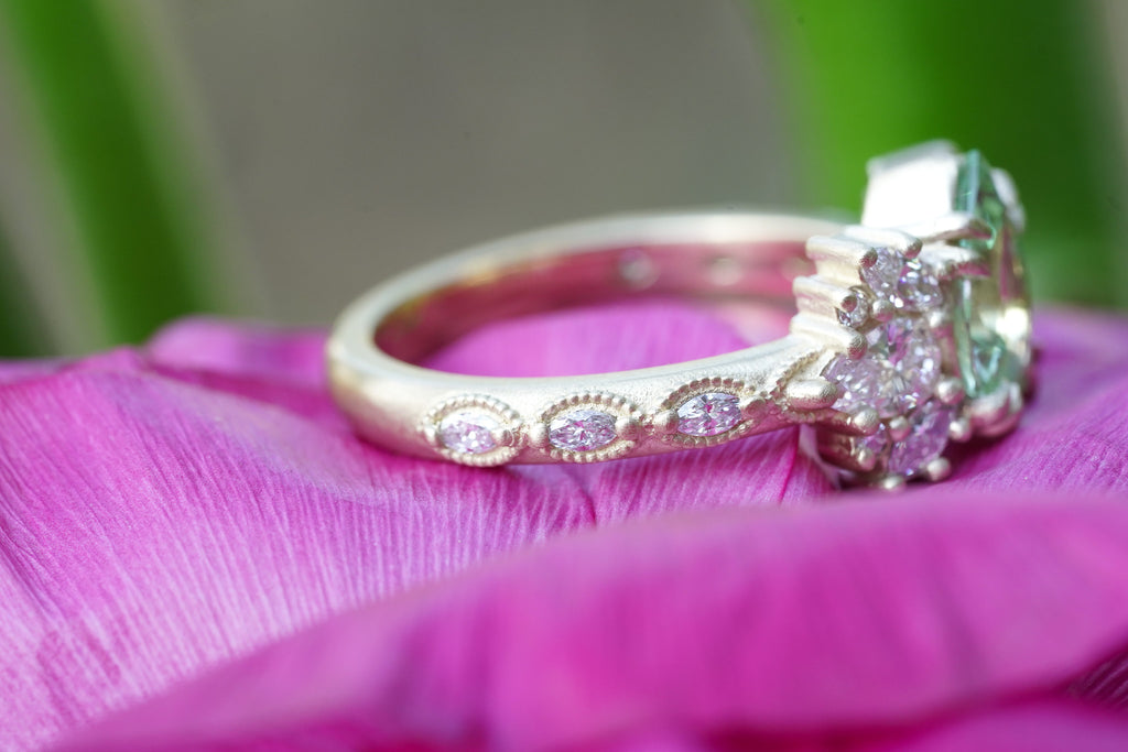 Custom small pear lab-grown diamond engagement ring setting