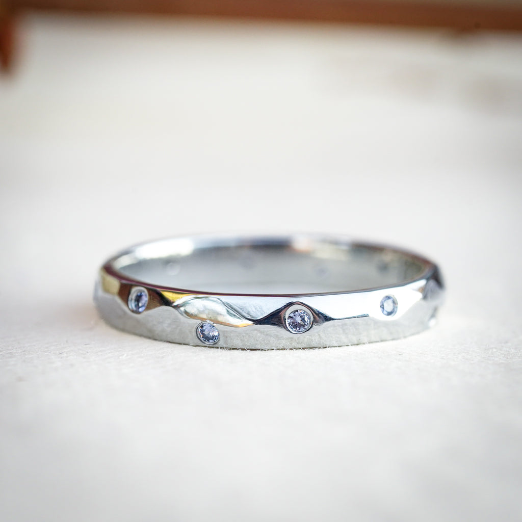 clean line stacking band with sapphire accents