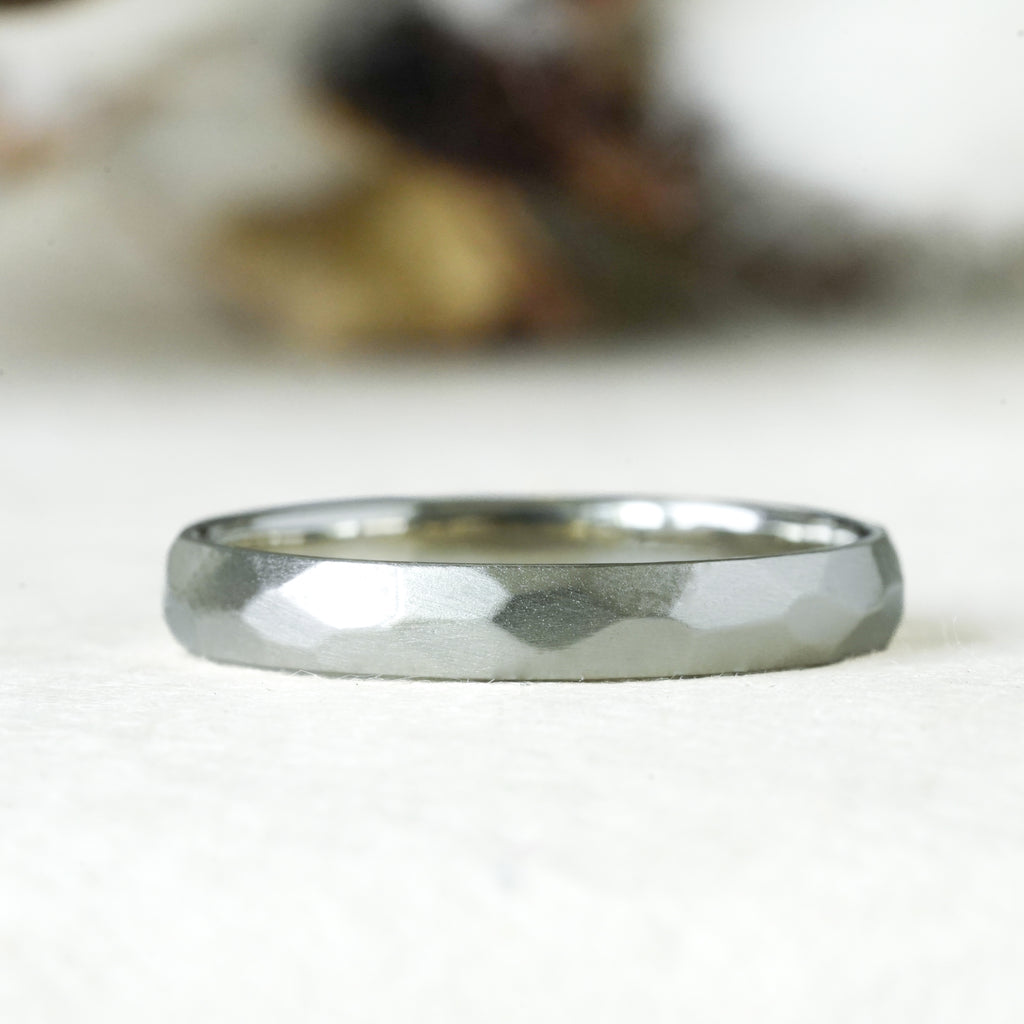 3mm wedding band with facets in a satin finish