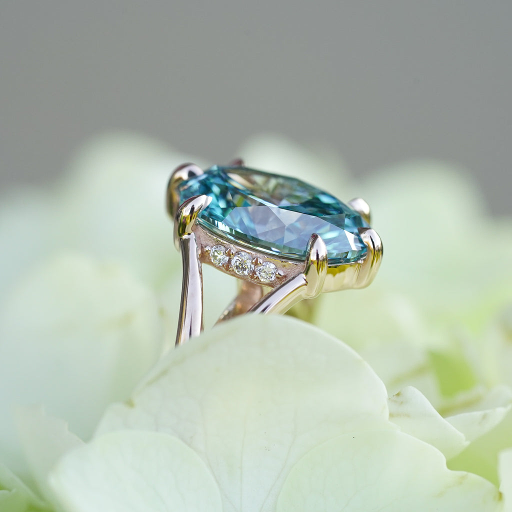 Classic heirloom engagement ring with hidden diamonds