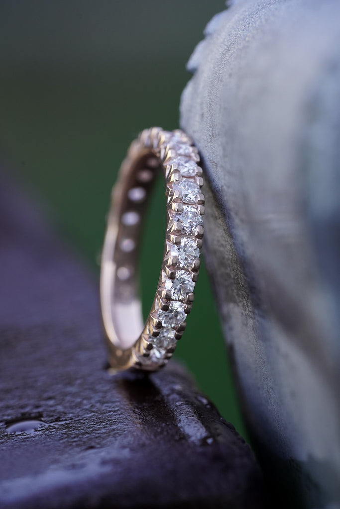 French pavé Olympia wedding band with lab grown diamonds