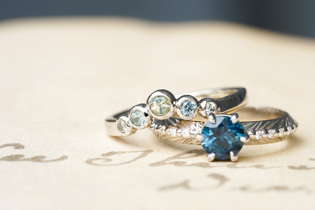 montana sapphire boho wedding stack