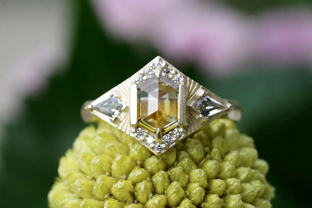 alternative astrology engagement ring with ethical stones