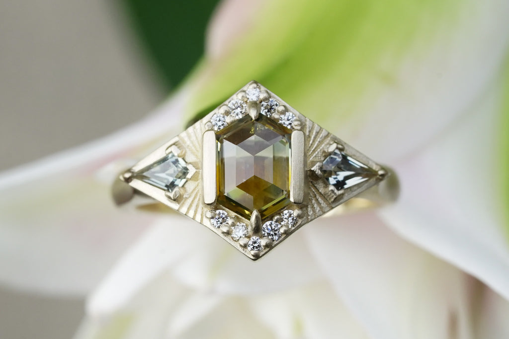 alternative astrology engagement ring with ethical stones