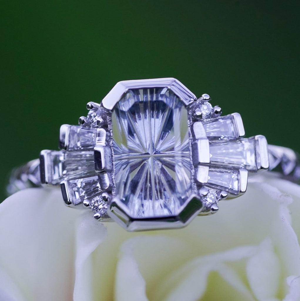 Vintage-style engagement ring with StarBrite™ sapphire