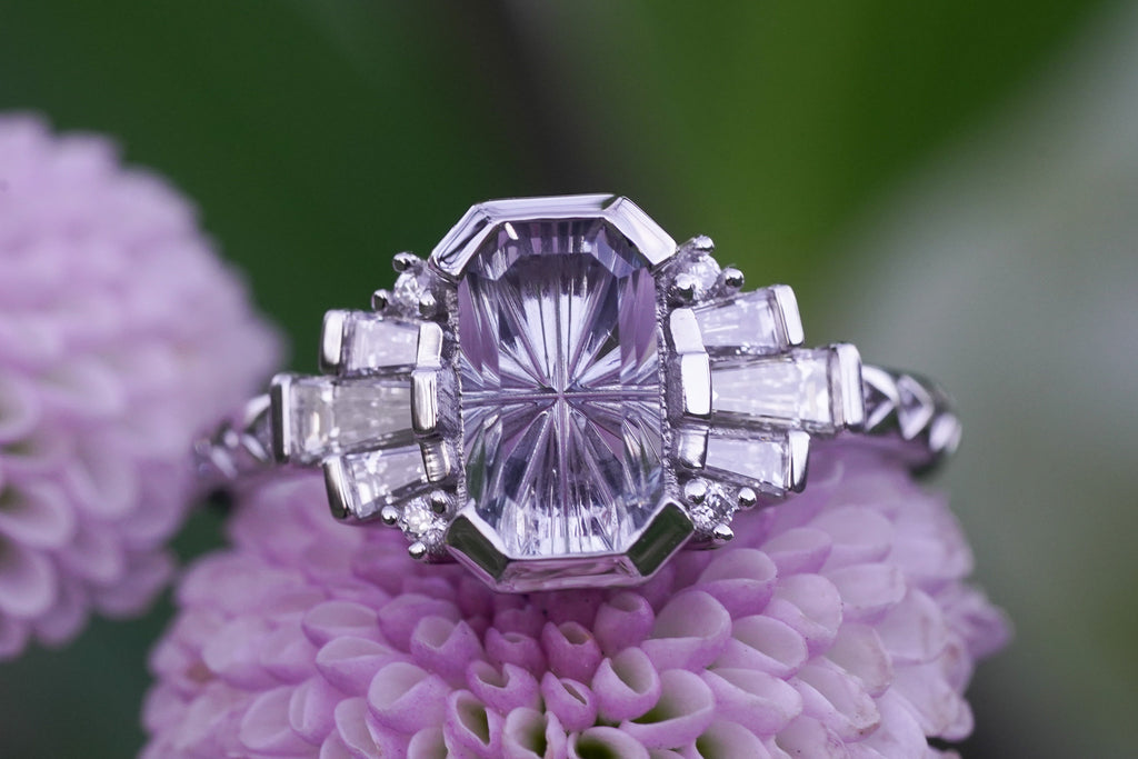 Vintage-style engagement ring with StarBrite™ sapphire