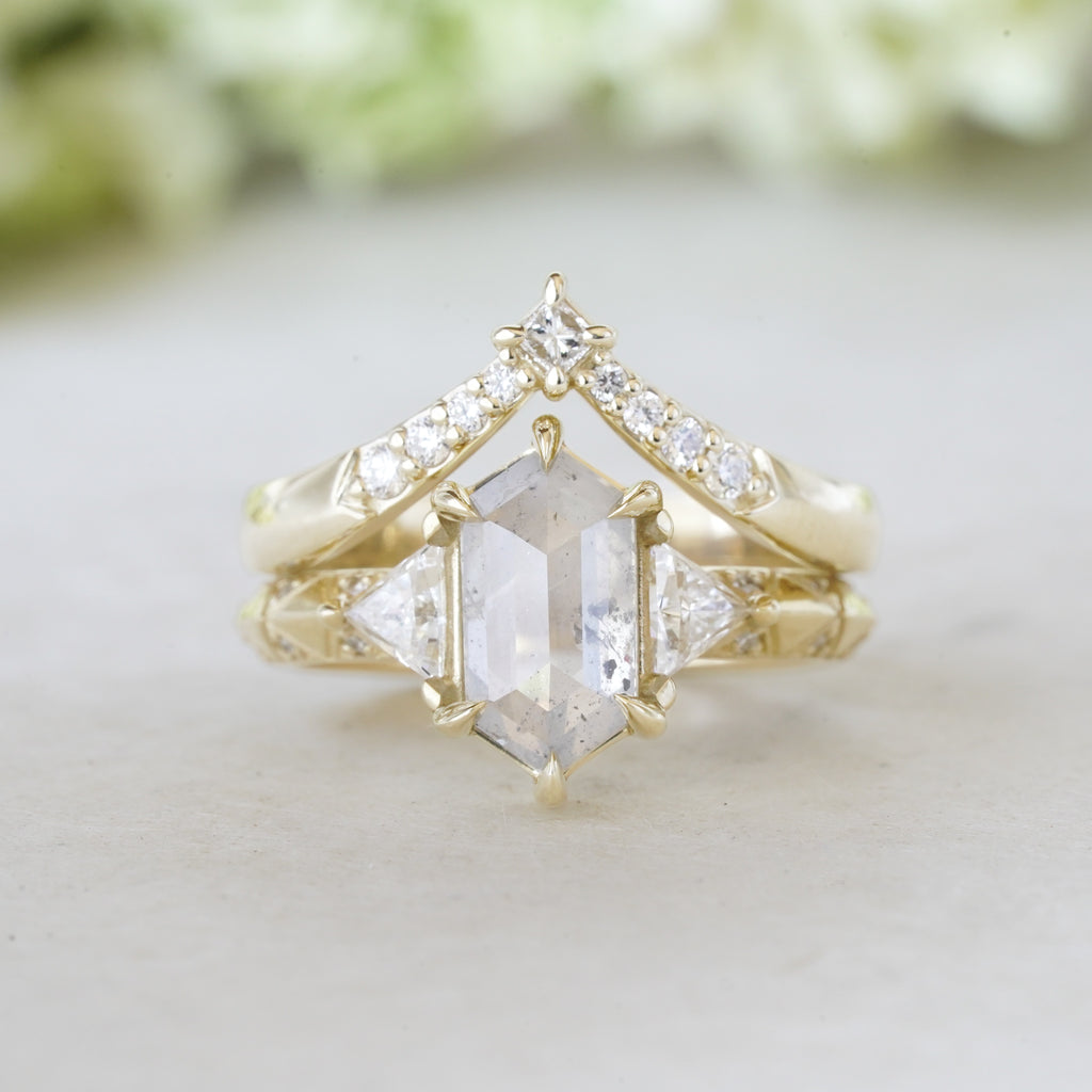 custom witchy bridal set with moon phase engraving