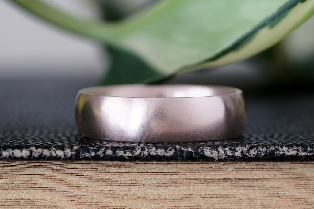 14k rose gold satin finish mens half round 6mm wedding band