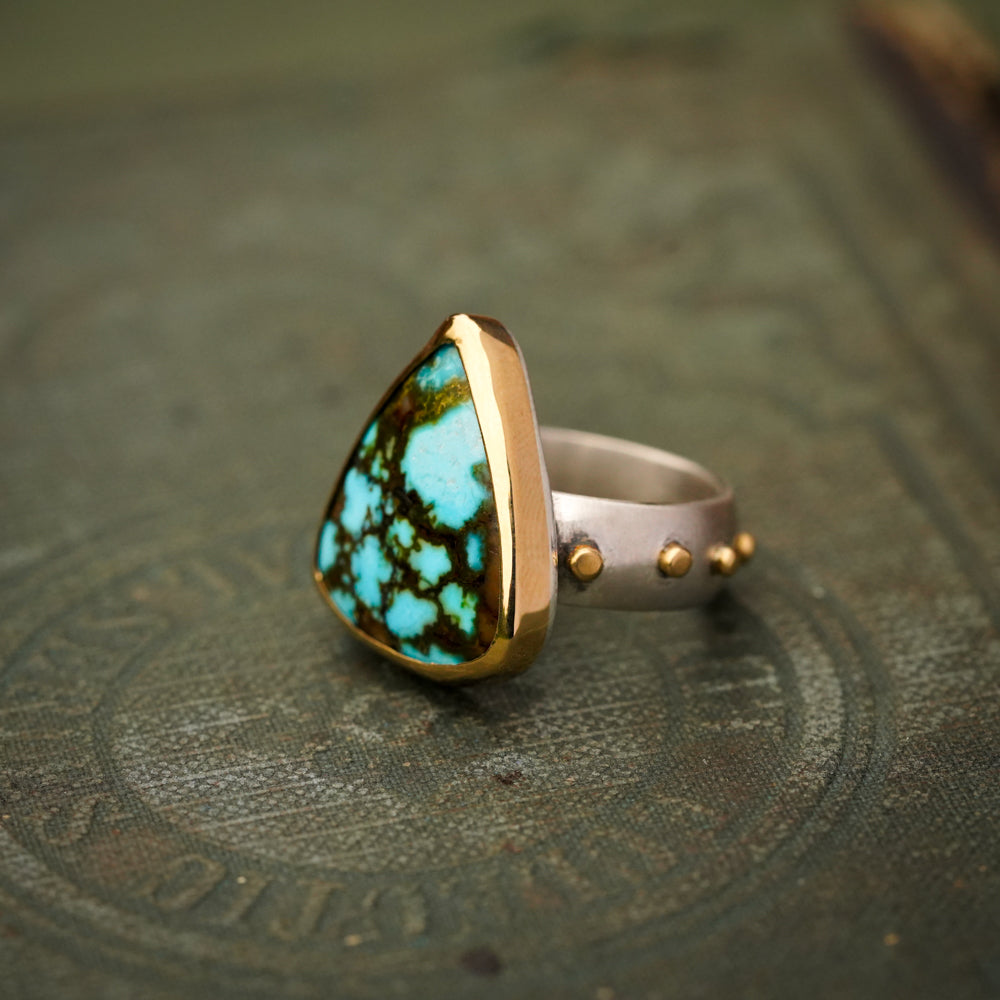 18k Mexican Sonoran Gold Turquoise Ring Size – Bohemi